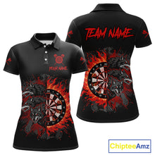 Load image into Gallery viewer, Red Wolfs Flames Dartboard Custom Funny Darts Polo Shirt For Women Grunge Dart Jerseys NYN1953