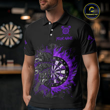 Load image into Gallery viewer, Purple Wolfs Flames Dartboard Custom Darts Polo Shirt For Men Grunge Dart Jerseys NYN1954