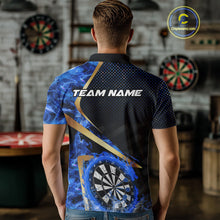 Load image into Gallery viewer, Custom Blue Flames Dragon Dartboard Halftone Dart Men Polo Jerseys Gold Dart Team Shirt NYN1693