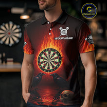 Load image into Gallery viewer, Custom Flames Dartboard Skull Dart Men Polo Jerseys Gothic Raven Dart Team Shirt NYN1706