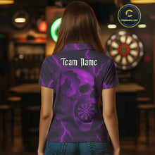 Load image into Gallery viewer, Custom Lightning Purple Grim Reaper Dartboard Women Dart Polo Shirt Skull Dart Team Jersey NYN1445