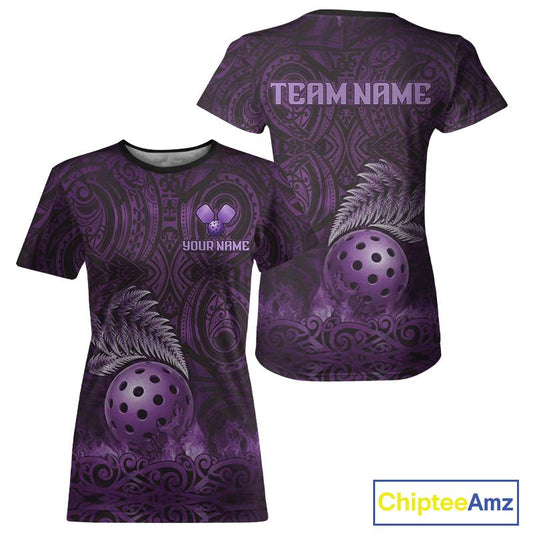 Custom Blue Tribal Pattern Flame Pickleball 3D Ball Jerseys Women Pickleball League Shirts NYN2227