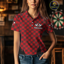 Load image into Gallery viewer, Custom Black And Red Rooster Funny Dart Polo Shirt For Women Outfits Dart Team Jersey NYN1461