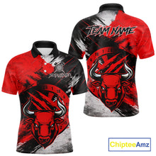 Load image into Gallery viewer, Custom Red Grunge Funny Bull Darts Polo &amp; 1/4 Zip Shirt For Men Bull Darts Team Jerseys NYN2890