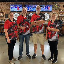 Load image into Gallery viewer, Custom Red Grunge Funny Bull Darts Polo &amp; 1/4 Zip Shirt For Men Bull Darts Team Jerseys NYN2890