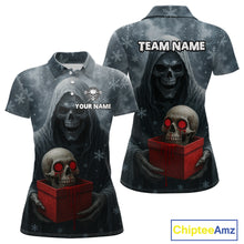 Load image into Gallery viewer, Custom Red Dripping Grim Reaper Creepy Christmas Dart Polo Shirt For Women Xmas Dart Jersey NYN1476