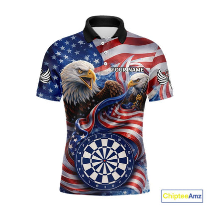 American Flag Eagle Freedom Dartboard Dart Polo Shirt Custom Patriotic Men Dart Team Jerseys NYN2541