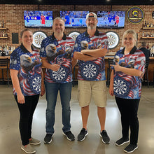 Load image into Gallery viewer, American Flag Eagle Freedom Dartboard Dart 1/4-Zip Shirt Custom Patriotic Women Dart Team Jerseys NYN2541