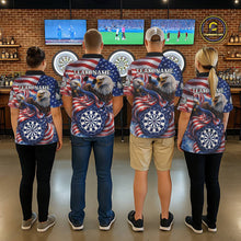 Load image into Gallery viewer, American Flag Eagle Freedom Dartboard Dart 1/4-Zip Shirt Custom Patriotic Women Dart Team Jerseys NYN2541