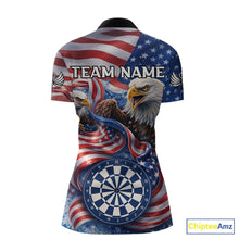 Load image into Gallery viewer, American Flag Eagle Freedom Dartboard Dart 1/4-Zip Shirt Custom Patriotic Women Dart Team Jerseys NYN2541