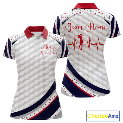 Red, White And Blue Star US Flag Golf Polos Shirts For Women Custom Patriotic Mens Golf Attire NYN2914
