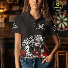 Load image into Gallery viewer, Custom Black And Red Panther Horror Dartboard Dart Polo Shirt For Women Dart Team Jersey NYN1499