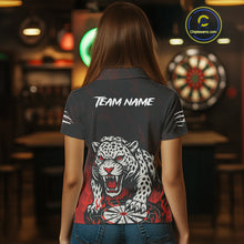 Load image into Gallery viewer, Custom Black And Red Panther Horror Dartboard Dart Polo Shirt For Women Dart Team Jersey NYN1499