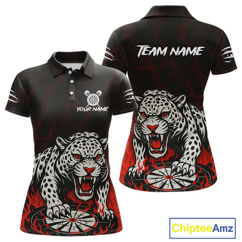Custom Black And Red Panther Horror Dartboard Dart Polo Shirt For Women Dart Team Jersey NYN1499