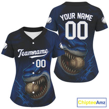 Load image into Gallery viewer, Custom Blue Funny Shark Baseball Ball Shirt For Women Horror Grunge Baseball Jerseys NYN1503
