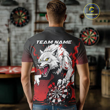 Load image into Gallery viewer, Custom Black &amp; Red Horror Wolf 3D Dartboard Dart Men Polo Jerseys Dart Team Shirts NYN1754