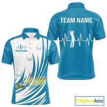 Load image into Gallery viewer, Mens White And Blue Golf Shirts Golf Clothing Custom White Polo Golf Shirts, Gifts For The Golfer NYN2933