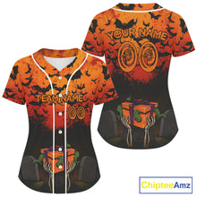 Load image into Gallery viewer, Custom Creepy Halloween Baseball Ball Shirt For Women Skull Baseball Team Jerseys NYN1513