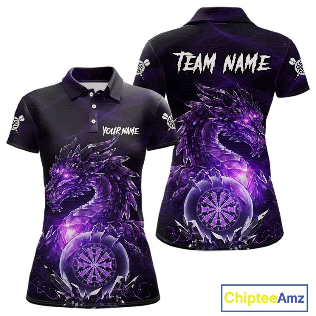 Purple Dartboard Lightning Dragon Stone Custom Mens Polo Dart Shirt Dart Team Jerseys NYN1778