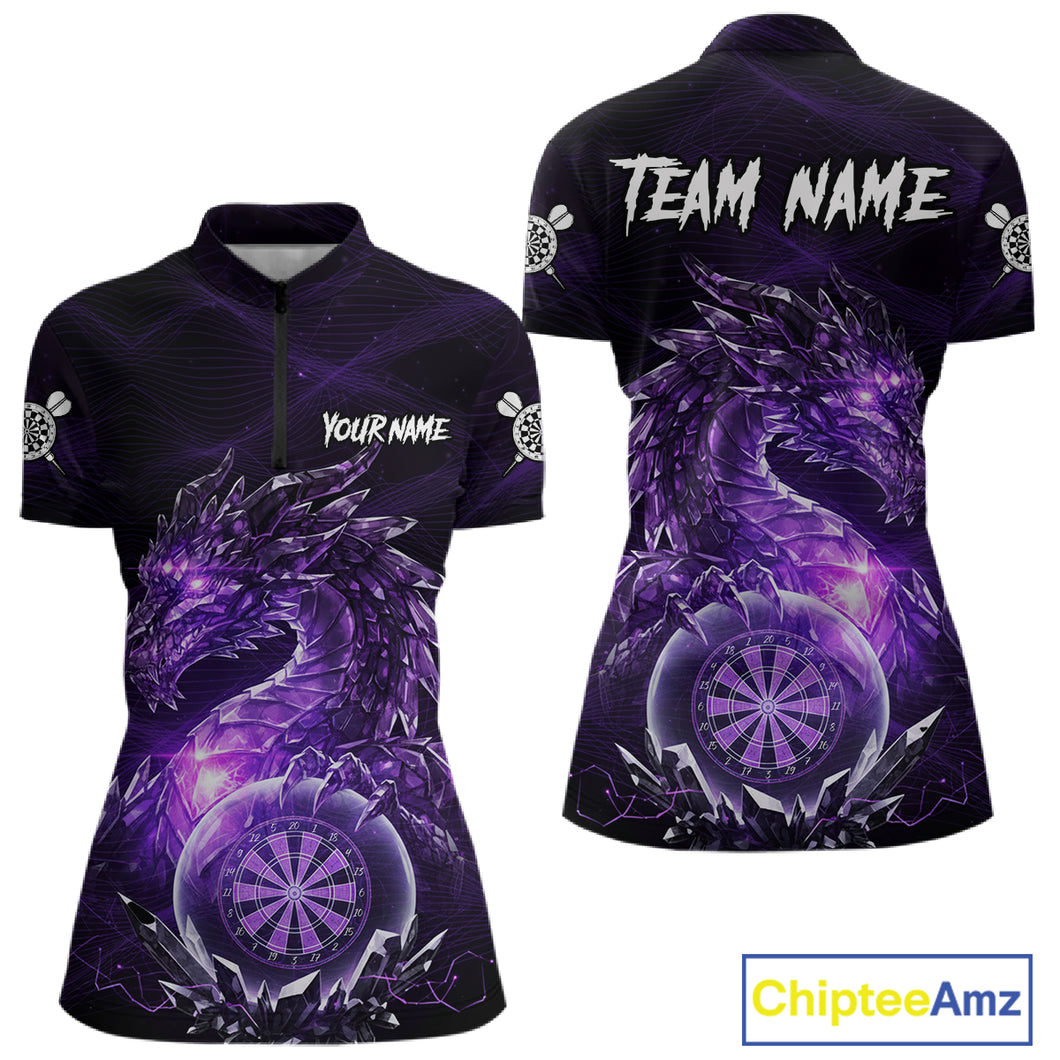 Purple Dartboard Lightning Dragon Stone Custom Mens Polo Dart Shirt Dart Team Jerseys NYN1778
