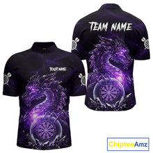 Load image into Gallery viewer, Purple Dartboard Lightning Dragon Stone Custom Mens Polo Dart Shirt Dart Team Jerseys NYN1778