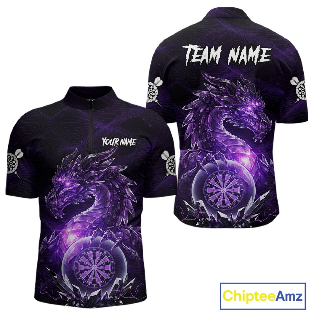 Purple Dartboard Lightning Dragon Stone Custom Mens Polo Dart Shirt Dart Team Jerseys NYN1778