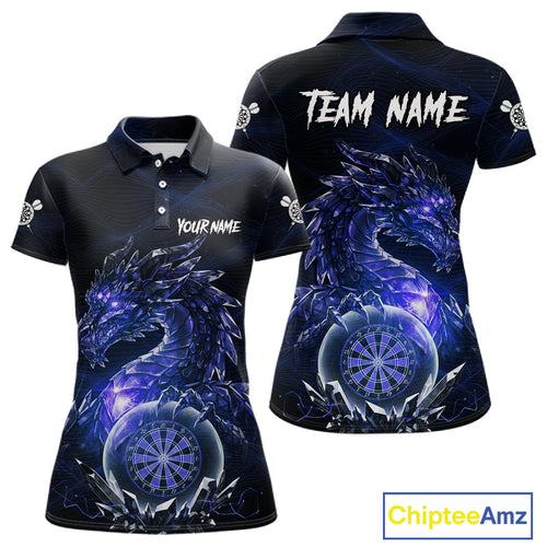 Blue Dartboard Lightning Dragon Stone Custom Mens Polo Dart Shirt Dart Team Jerseys NYN1779