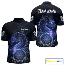 Load image into Gallery viewer, Blue Dartboard Lightning Dragon Stone Custom Mens Polo Dart Shirt Dart Team Jerseys NYN1779