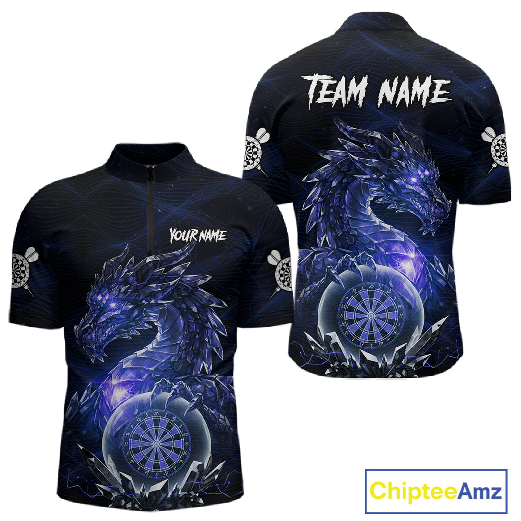 Blue Dartboard Lightning Dragon Stone Custom Mens Polo Dart Shirt Dart Team Jerseys NYN1779
