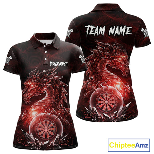 Red Dartboard Lightning Dragon Stone Custom Mens Polo Dart Shirt Dart Team Jerseys NYN1780