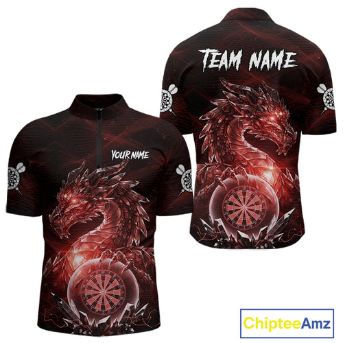 Red Dartboard Lightning Dragon Stone Custom Mens Polo Dart Shirt Dart Team Jerseys NYN1780