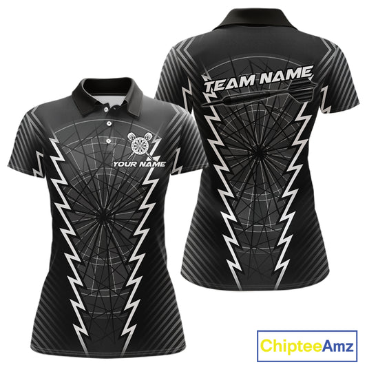 Custom Black Grey Dartboard Dart Women Polo Shirt Outfits Dart Team Jerseys NYN1529