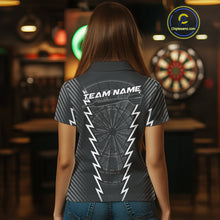 Load image into Gallery viewer, Custom Black Grey Dartboard Dart Women Polo Shirt Outfits Dart Team Jerseys NYN1529