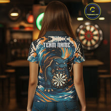 Load image into Gallery viewer, Custom Blue And Orange Turtle Dartboard Funny Dart Women Polo Shirt Dart Jerseys NYN1532