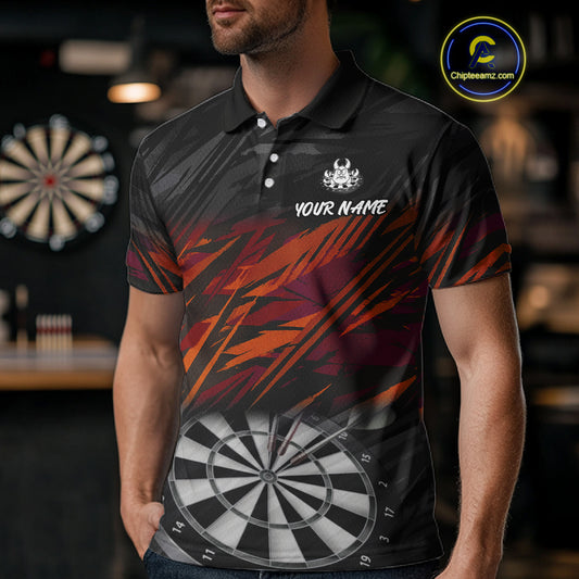Custom Black Orange Funny Lobster Grunge Dart Men Polo Shirt Dart Team Jerseys NYN1541