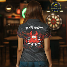 Load image into Gallery viewer, Custom Black Orange Funny Lobster Grunge Dart Women Polo Shirt Dart Team Jerseys NYN1541