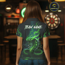 Load image into Gallery viewer, Custom Green Smokes Funny Cobra Dartboard Women Darts Polo Shirt, Outfits Dart Jerseys NYN1813