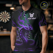 Load image into Gallery viewer, Custom Purple Smokes Funny Cobra Dartboard Men Darts Polo Shirt, Outfits Dart Jerseys NYN1814