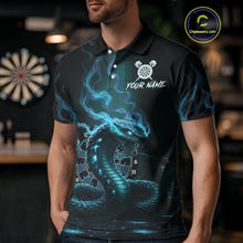 Load image into Gallery viewer, Custom Turquoise Smokes Funny Cobra Dartboard Men Darts Polo Shirt, Outfits Dart Jerseys NYN1815