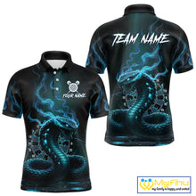 Load image into Gallery viewer, Custom Turquoise Smokes Funny Cobra Dartboard Men Darts Polo Shirt, Outfits Dart Jerseys NYN1815