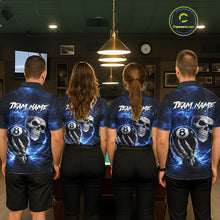 Load image into Gallery viewer, Blue Crown Skull Holding Thunder Pool 8 Ball Billiard Shirt For Women Custom Billiard Team Attire NYN2602