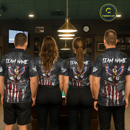 Smoke Grunge US Flag Eagle 8 Ball Cue Billiard Pool Shirt For Women Custom Patriotic Billiard Appeal NYN2763