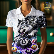 Load image into Gallery viewer, Funny Black-White Wolf Thunder Pool Ball Billiard Shirt For Women Custom Ball 8 Billiard Attire NYN2614