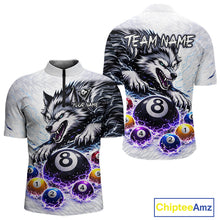 Load image into Gallery viewer, Funny Black-White Wolf Thunder Pool Ball Billiard Shirt For Men Custom Ball 8 Billiard Attire NYN2614