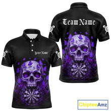 Load image into Gallery viewer, Custom Purple Butterflies Skull Head Flowers Dartboard Men Darts Polo Shirt, Dart Jerseys NYN1840