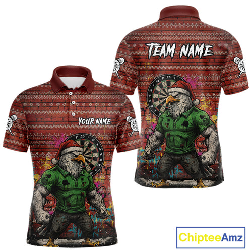 Custom Grunge Eagle Graffiti Men Darts Polo Shirt Funny Christmas Dart Jerseys NYN1854