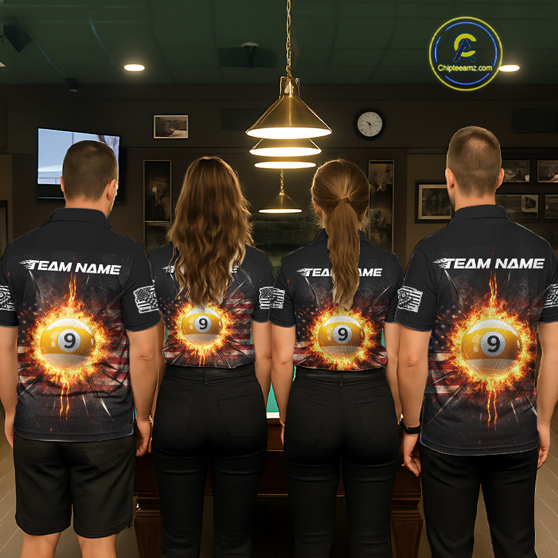 8 Ball Pool 9 Ball Women Billiard Polo & 1/4-Zip Shirt Custom Patriotic Billiard Team Jersey NYN2371