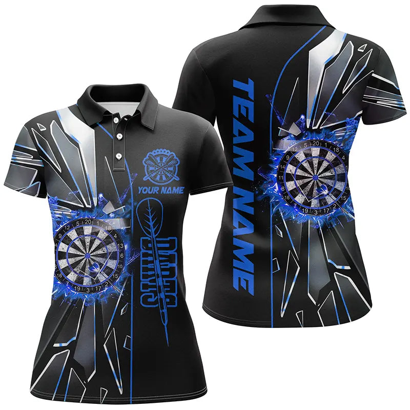 Personalized Blue Break Glass 3D Darts Shirts For Women Custom Dart League Shirts Best Darts Jersey TDM2274