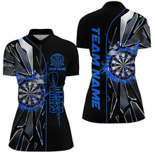 Load image into Gallery viewer, Personalized Blue Break Glass 3D Darts Shirts For Women Custom Dart League Shirts Best Darts Jersey TDM2274