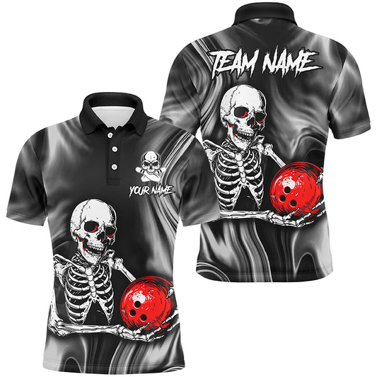 Personalized Bowling Shirt Men Skull Bowling Team Jersey Polo Shirt for Bowler QZT418
